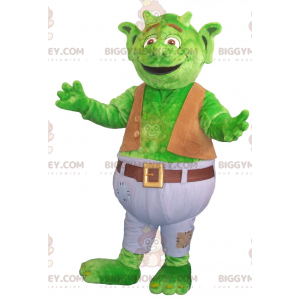 Big Green Dragon BIGGYMONKEY™ maskotkostume med hvidt og brunt