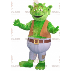 Big Green Dragon BIGGYMONKEY™ maskotdräkt med vit och brun