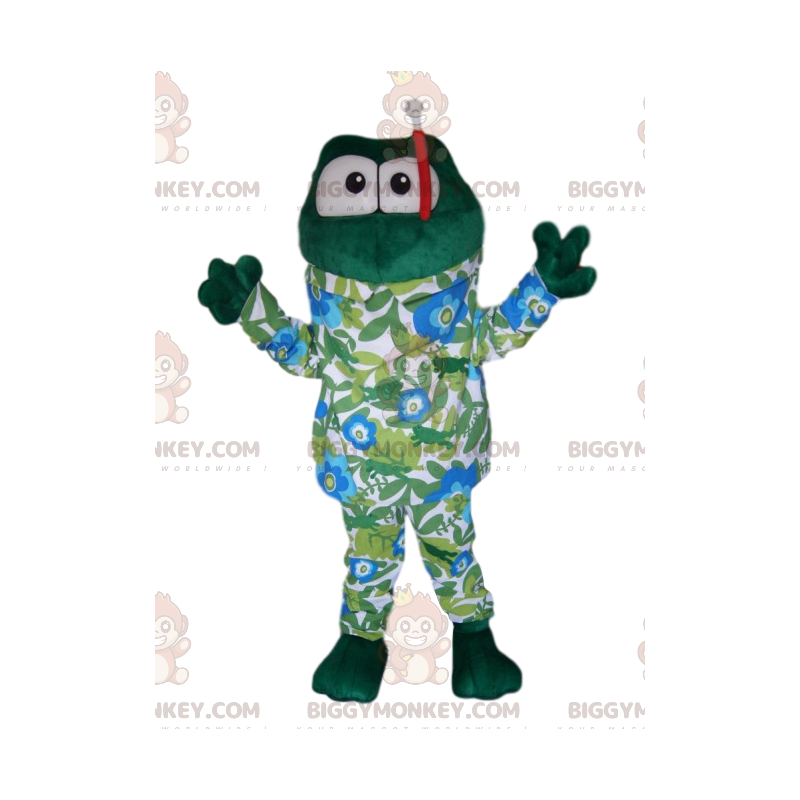 Kostium maskotki żaba BIGGYMONKEY™ z pianką i rurką - Kostium maskotki żaba BIGGYMONKEY™ z pianką i rurką -