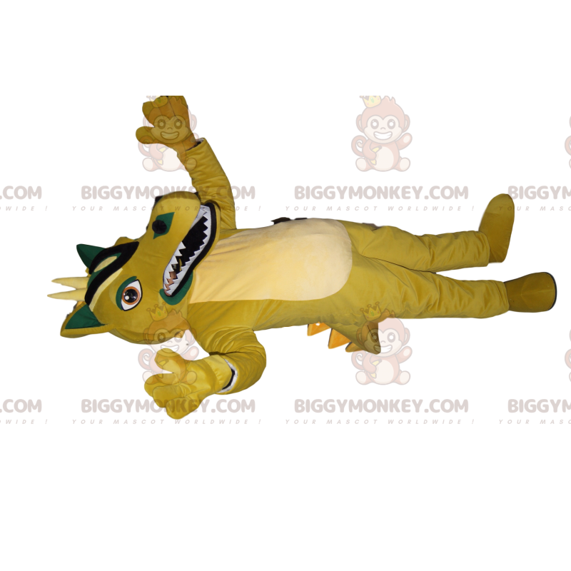 Disfraz de mascota BIGGYMONKEY™ de dragón amarillo descontento