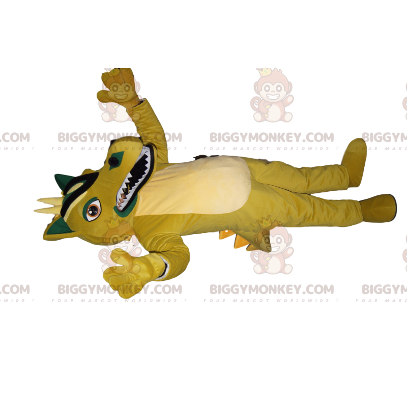 Tyytymättömän keltaisen lohikäärmeen BIGGYMONKEY™ maskottiasu Tyytymättömän keltaisen lohikäärmeen BIGGYMONKEY™ maskottiasu