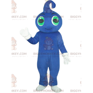BIGGYMONKEY™ Mascot Costume of Smiling Blue Man with Green Eyes