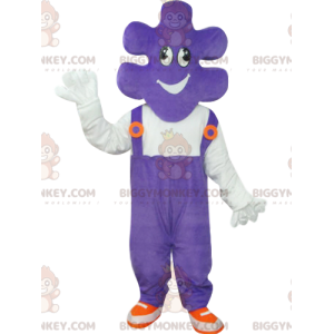 Puslespil BIGGYMONKEY™ maskotkostume med lilla overalls - Uklassificerede maskoter - BIGGYMONKEY_013068 - BiggyMonkey.com