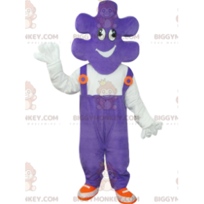 Pusselbit BIGGYMONKEY™ Maskotdräkt med lila overall - Oklassificerade maskot - BIGGYMONKEY_013068 - BiggyMonkey.com