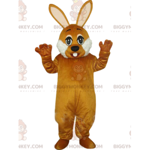 Very cute brown and white rabbit BIGGYMONKEY™ mascot costume.