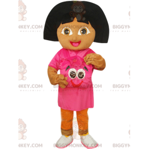 Dora the Explorer BIGGYMONKEY™ Maskotdräkt med Fuchsia-ryggsäck