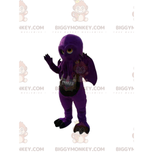BIGGYMONKEY™ mascot costume of purple octopus with wings.