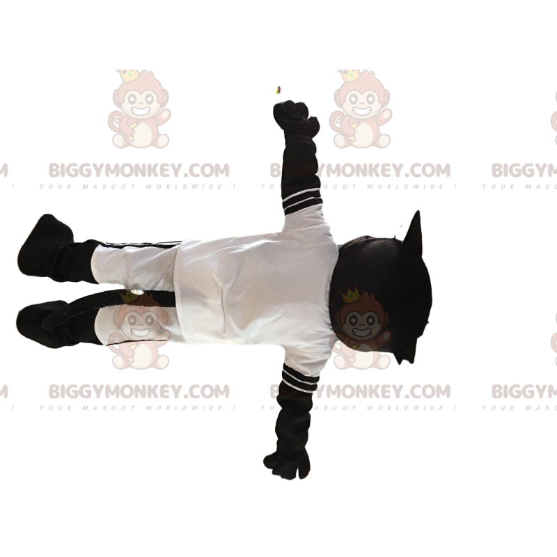 Costume de mascotte BIGGYMONKEY™ de panthère noire en tenue de Costume de mascotte BIGGYMONKEY™ de panthère noire en tenue de