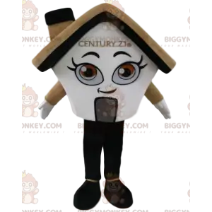 Cremefarbenes und weißes Haus BIGGYMONKEY™ Maskottchenkostüm