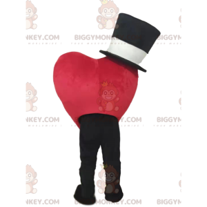 Smiling Red Heart BIGGYMONKEY™ Mascot Costume With Black Hat -