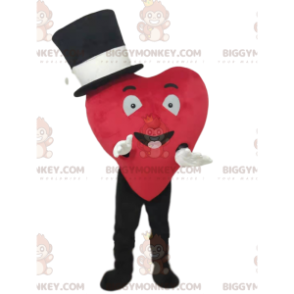 Kostým s úsměvem maskota BIGGYMONKEY™ s červeným srdcem a černým kloboukem - Nezařazení maskoti - BiggyMonkey.com