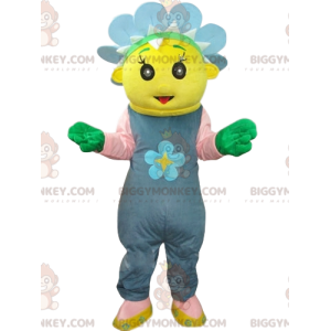 BIGGYMONKEY™ Mascot Costume Yellow Character with Blue Flower
