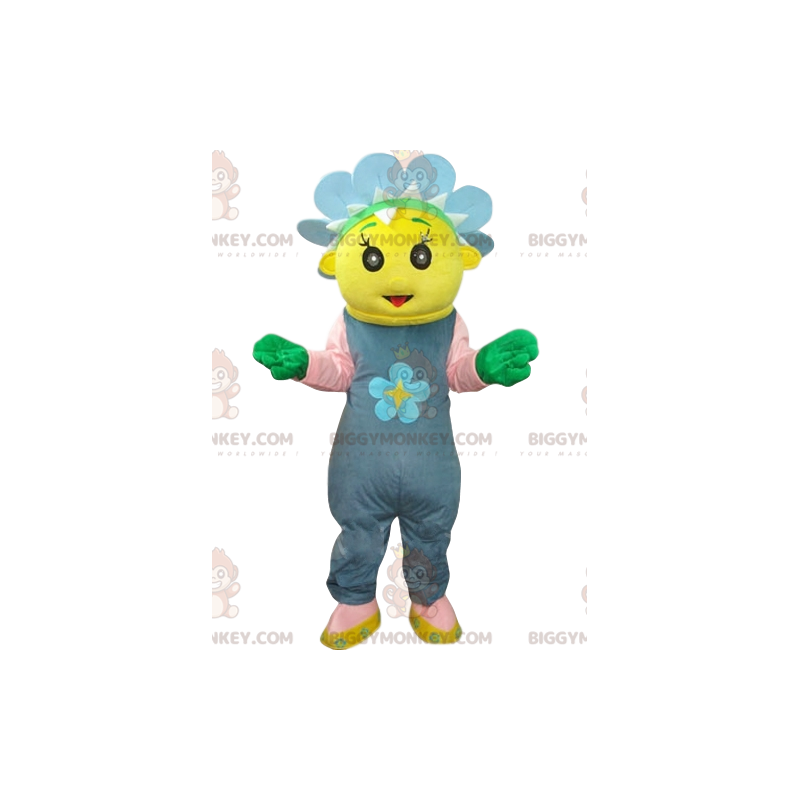 Traje de mascote BIGGYMONKEY™ Personagem amarelo com coroa de Traje de mascote BIGGYMONKEY™ Personagem amarelo com coroa de