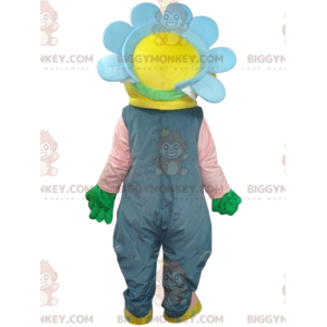 BIGGYMONKEY™ maskotkostume gul karakter med blå blomsterkrone -