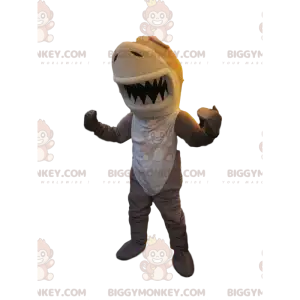 Tan ja White Shark BIGGYMONKEY™ maskottiasu. hain puku -