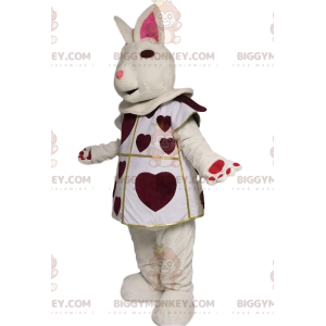 BIGGYMONKEY™ mascot costume of white rabbit with burgundy