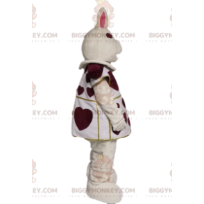 Costume de mascotte BIGGYMONKEY™ de lapin blanc avec des cœurs bordeaux. Costume de lapin - Mascotte de lapins - BiggyMonkey.com