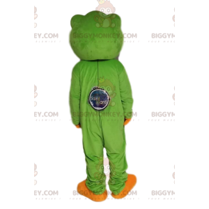 Πολύ φιλική στολή μασκότ BIGGYMONKEY™ με πράσινο βάτραχο. στολή