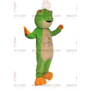Zeer vriendelijke groene kikker BIGGYMONKEY™ mascottekostuum.