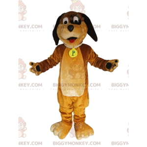 Grappige bruine hond BIGGYMONKEY™ mascottekostuum.