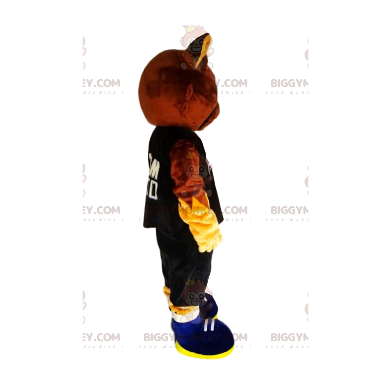 Costume de mascotte BIGGYMONKEY™ de chat marron avec un maillot de supporter - Mascottes de chat - BiggyMonkey.com