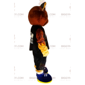 Costume de mascotte BIGGYMONKEY™ de chat marron avec un maillot de supporter - Mascottes de chat - BiggyMonkey.com