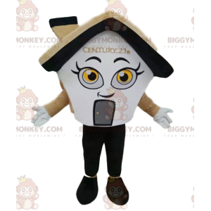 Costume de mascotte BIGGYMONKEY™ de maison crème, avec une