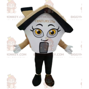  Costume da mascotte Cream House BIGGYMONKEY™ con camino - Mascottes Maison - BIGGYMONKEY_013098 - BiggyMonkey.com