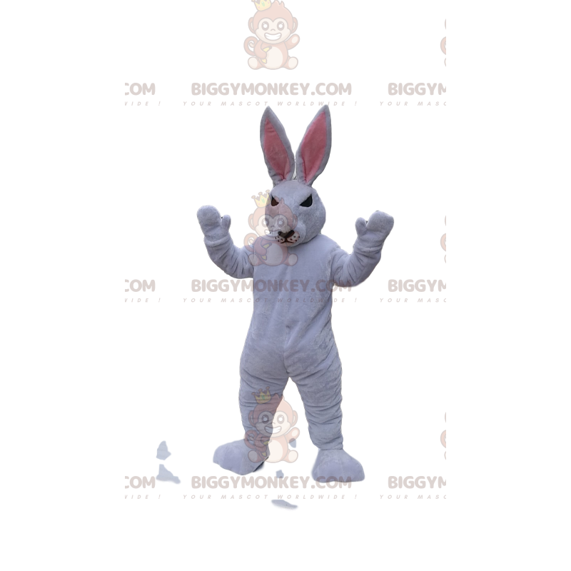 Costume de mascotte BIGGYMONKEY™ de lapin blanc au regard Costume de mascotte BIGGYMONKEY™ de lapin blanc au regard