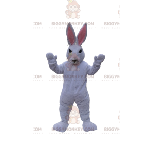 BIGGYMONKEY™ wit konijn mascottekostuum dat er slecht uitziet.