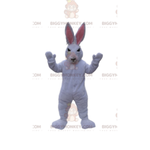 BIGGYMONKEY™ wit konijn mascottekostuum dat er slecht uitziet.