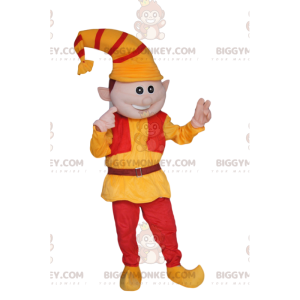 Costume de mascotte BIGGYMONKEY™ de lutin avec un chapeau jaune