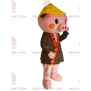 Costume de mascotte BIGGYMONKEY™ de cochon rose avec un