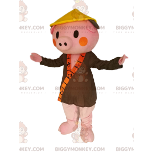 Disfraz de mascota de cerdo rosa BIGGYMONKEY™ con bata de baño
