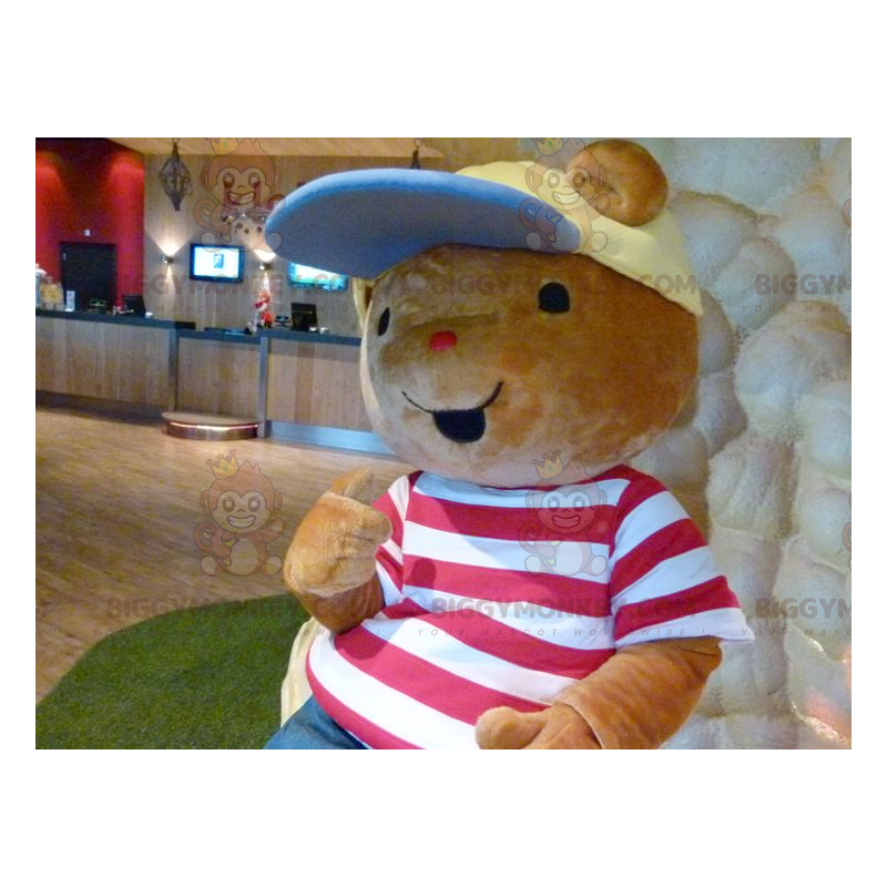 Disfraz de mascota osito marrón BIGGYMONKEY™ con camiseta y Disfraz de mascota osito marrón BIGGYMONKEY™ con camiseta y