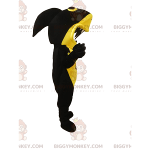 Disfraz de mascota BIGGYMONKEY™ Tiburón negro y amarillo con