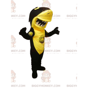 Kostium maskotki BIGGYMONKEY™ Czarno-żółty rekin z wielką szczęką - Rybie Maskotki - BIGGYMONKEY_013109 - BiggyMonkey.com