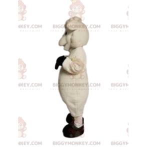 Zeer glimlachend wit schaap BIGGYMONKEY™ mascottekostuum.