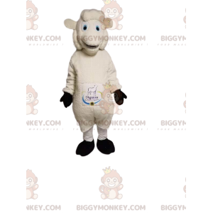 Traje de mascote BIGGYMONKEY™ de ovelha branca muito