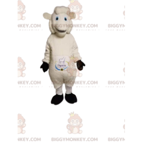 Kostým maskota velmi usměvavé bílé ovce BIGGYMONKEY™. kostým ovce - Ovčí maskoti - BIGGYMONKEY_013110 - BiggyMonkey.com