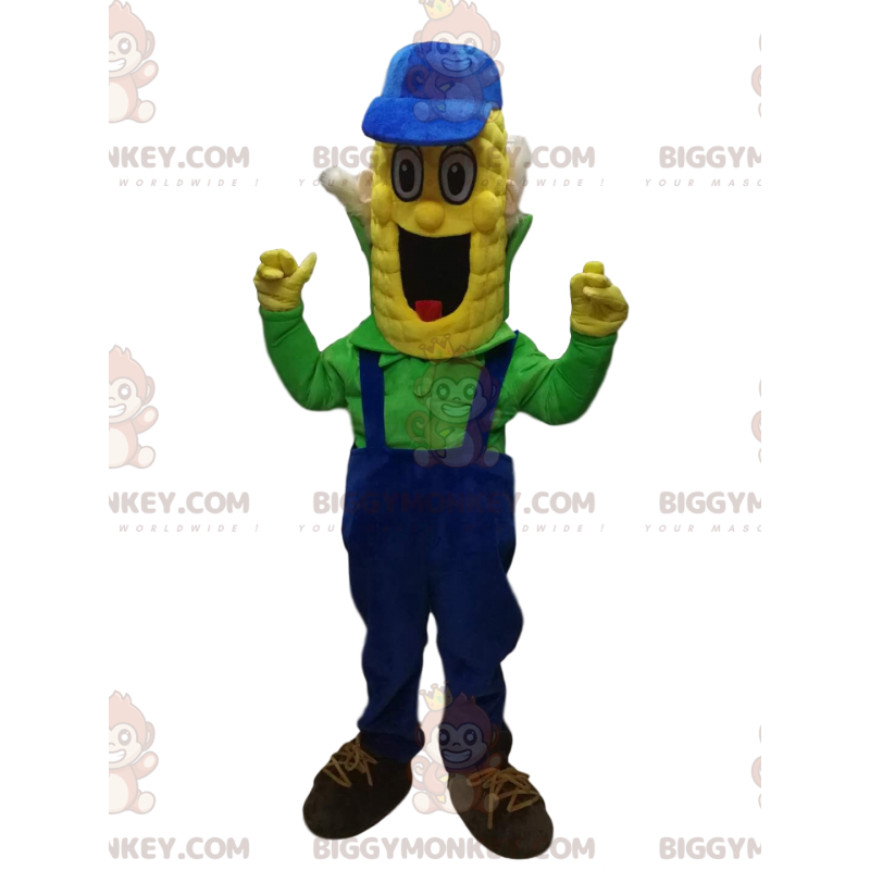 Divertido disfraz de mascota BIGGYMONKEY™ de maíz con mono Divertido disfraz de mascota BIGGYMONKEY™ de maíz con mono