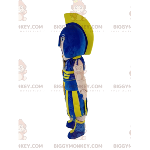 BIGGYMONKEY™ Roman Soldier Mascot Costume with Blue and Yellow