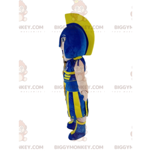 BIGGYMONKEY™ Ρωμαϊκή στολή μασκότ στρατιώτη με μπλε και κίτρινο
