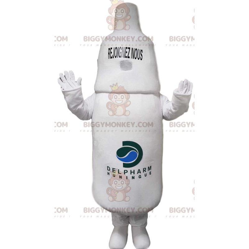 White Bottle BIGGYMONKEY™ Mascot Costume. bottle costume -