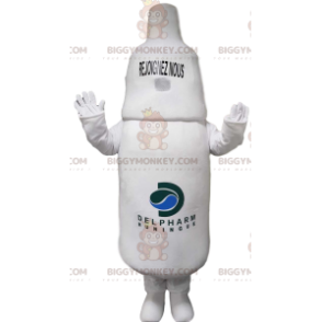 White Bottle BIGGYMONKEY™ Mascot Costume. bottle costume -