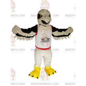 Hvid Golden Eagle BIGGYMONKEY™ maskotkostume i supporterskjorte