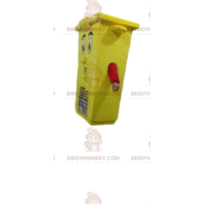 Big Smile gele prullenbak BIGGYMONKEY™ mascottekostuum -
