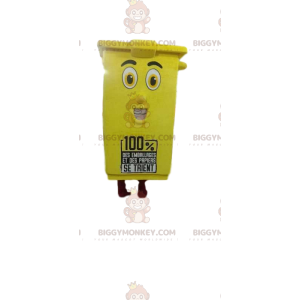Big Smile Yellow Recycling Bin BIGGYMONKEY™ Mascot Costume -
