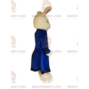 BIGGYMONKEY™ maskotkostyme av hvit kanin med en stor blå fløyelsjakke. - Gårdsdyr - BIGGYMONKEY_013121 - BiggyMonkey.com