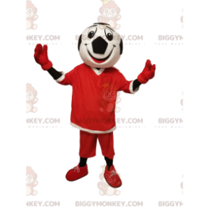 BIGGYMONKEY™ Character Mascot Costume with a very smiley soccer